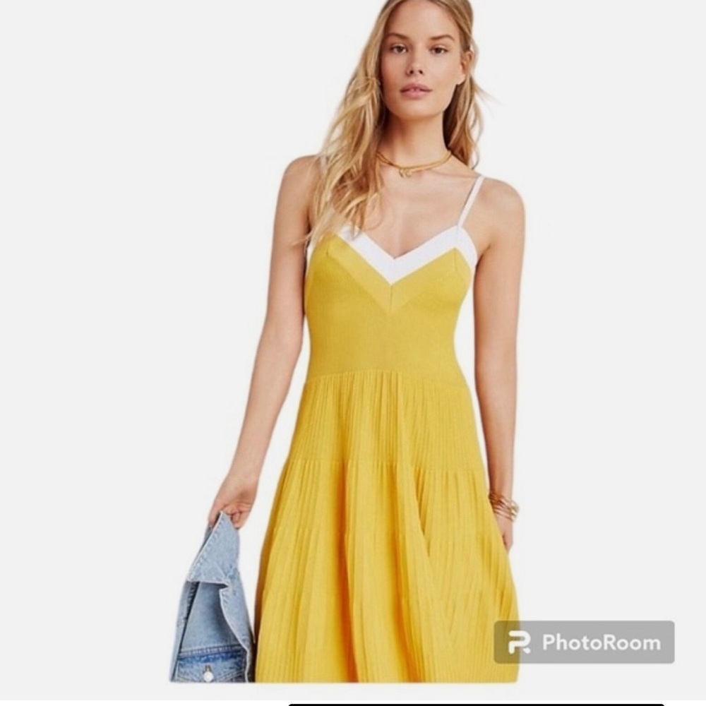 anthropologie eva franco tiered yellow dress